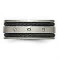 thumbnail image 4 of Chisel Titanium Brushed Black IP-plated Cable 1/20 Carat Diamond 10mm Band, 4 of 8