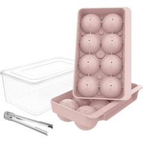 Large Ice Cube Tray, 2.5 INCH Whiskey Ice Mold, 2 Pack Sphere Ice Cube Mold with Bin&Tong, Leak-free Round Ice Cube Mold, Easy Fill & Release Ice Ball Maker for Whiskey Cocktails Bourbon(Pink)