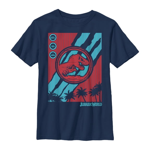 Boy's Jurassic World: Fallen Kingdom T. Rex Logo Streaks Graphic Tee Navy Blue X Small