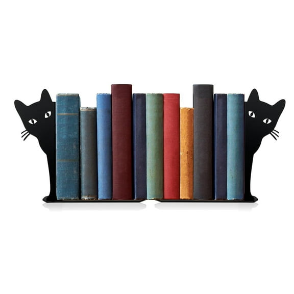 DZORUN Peeping Cat Metal Bookends Cute Cat Book Ends for Shelves Bookshelf Decorative Objects Home Office Desk