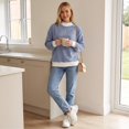 thumbnail image 6 of Striped Mock Neck Sweatshirt For Women Oversized Pullover Tops 2026 Long Sleeve Sweatshirts Soft Ribbed Trim Knit Material Casual Fall Winter Fashion Clothes Vacation, 6 of 6