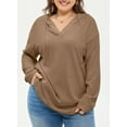 thumbnail image 6 of SHEWIN Sweatshirt for Women Plus Size Hooded Sweatshirts Fleece Sweatshirt V Neck Drawstring Long Sleeve Hoodie Pullover Tops for Fall 2025 Brown 2X, 6 of 9