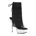 thumbnail image 2 of 6" Heel, 1 3/4" PF Open Toe/Heel Threaded Fringe Ankle Boot - Clr-Blk/Clr, 5, 2 of 2