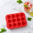 thumbnail image 4 of Molde de corazón de silicona para hielo, molde flexible para bebidas, cócteles, whisky, chocolate, apto para alimentos, reutilizable, apilable, capacidad para 12 cubos, verde y rojo., 4 of 6