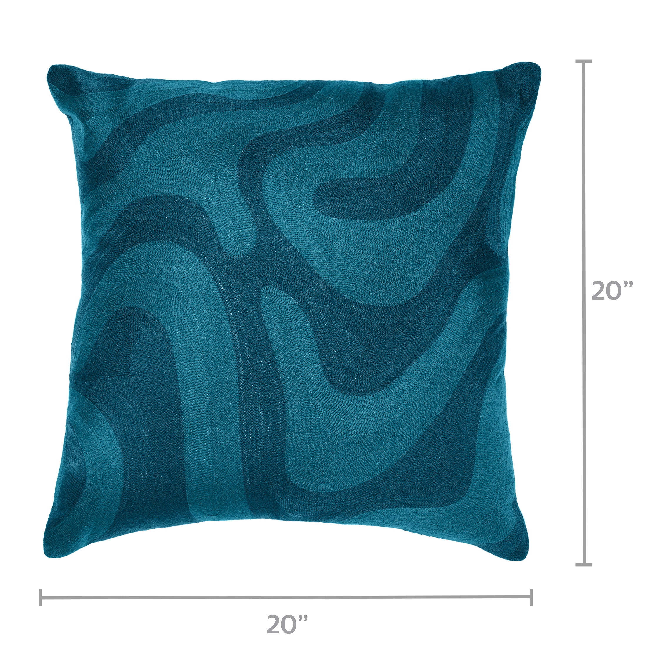 Temi Coker for Walmart Embroidered Decorative Pillow, 20" x 20", Blue
