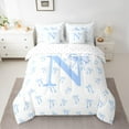 thumbnail image 2 of Castle Fairy Personalized Initial Girl 7-Piece Bedding Comforter Set,Kawaii Bowknot King Bedding Sets,Blue White Ultra Soft Bed Sheets,Microfiber Bedroom Decor, 2 of 8