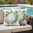 thumbnail image 5 of White Green Gardenia Pillow Covers 2 Pack Spring Green Floral Leaf Wreath Flower Watercolor Pillowcase Waterproof Outdoor Throw Pillow Cover for Patio Garden Square Cushion 16”x16”, 5 of 9