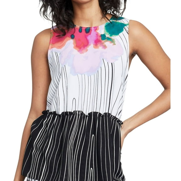 Rachel Roy Womens Striped Tie-Back Ruffled Blouse, Multicoloured, X-Small