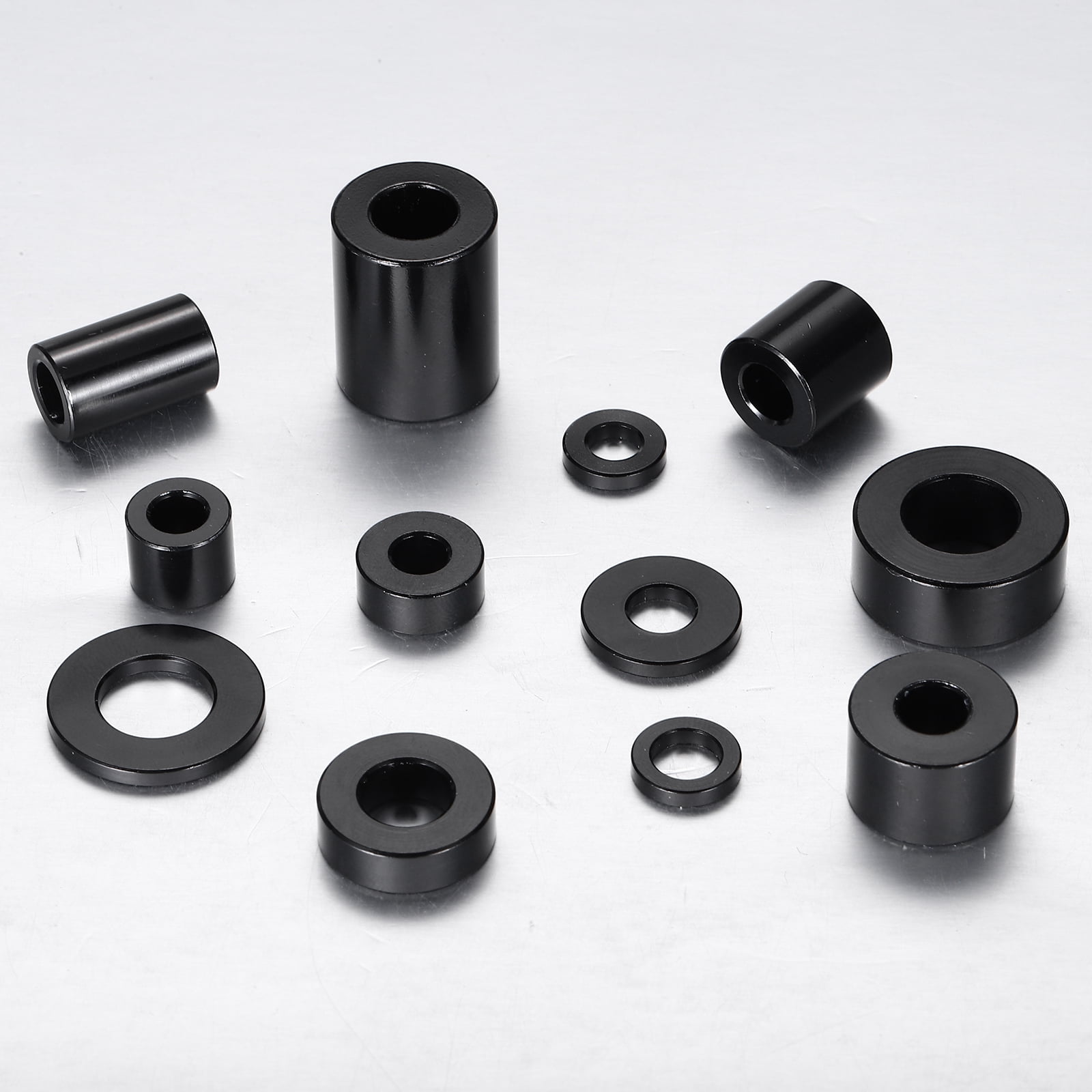 Uxcell 10pcs M6 Aluminium Spacers, 1/4" ID x 5/8" OD Round Standoff Spacer, Unthreaded Metal Spacers for 1/4" M6 Screws Bolts, Black 5/8" Length