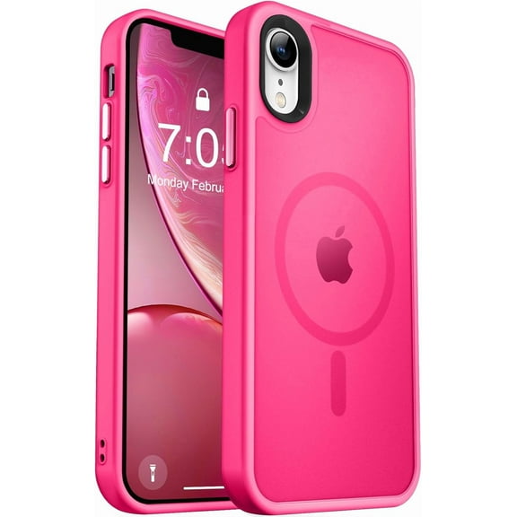 Strong Magnetic for iPhone XR Phone Case, [Compatible with Magsafe][Mil-Grade Drop Protection] Slim Thin Translucent Matte Protective Cover Case for iPhone XR Case 6.1'', Hot Pink