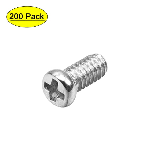 Uxcell M2x5mm Phillips Screw Fastener Silver Tone 2.8mm Dia Screw Head 200 Pack