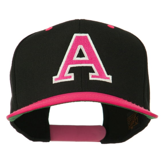 Large A Embroidered Snapback Cap - Pink Black OSFM