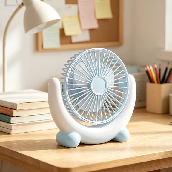 AuroraX Blue Desk Fans Personal Cooling Small Fan Portable Rechargeable Adjustable Speeds Strong Airflow Quiet Desktop Fan for Office