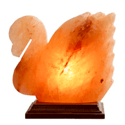 Pristine Superb, Himalayan Pink Salt Lamp, All Natural and Expertly Hand-Crafted with Wooden Base, Swan Design, 8.5" Inches Tall