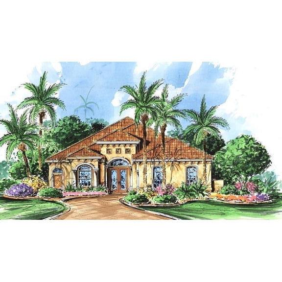 014-2278: CMU European 3 Bed, 2 Bath Luxury Home Plan, 2278 Sq Ft: Full Blueprints with License to Build by Home Plan Marketplace - Lesuto