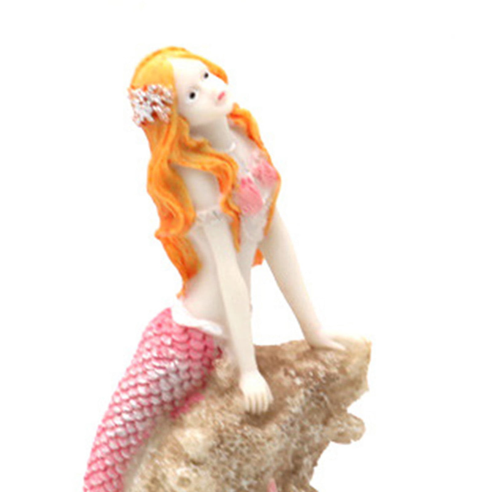 Yirtree Mermaid Figurines Decor,Aquarium Beautiful 7.09 Resin  Mediterranean Style Mermaid Princess Statue Art Ornaments  Sculpture,Birthday Gifts for