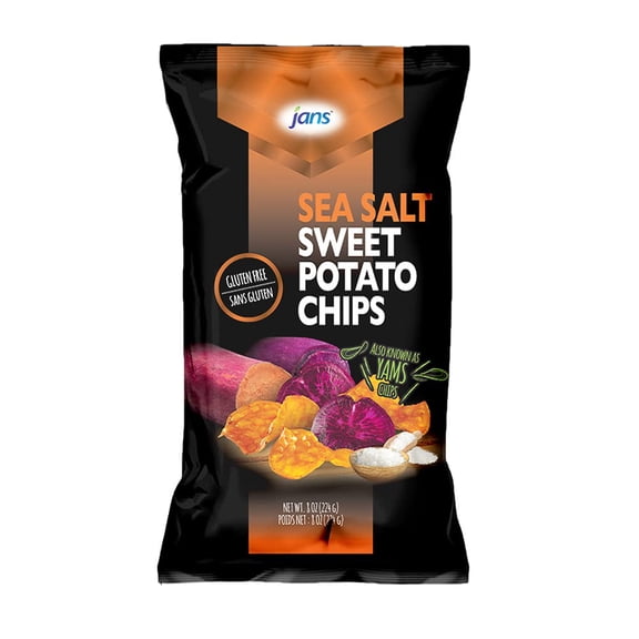 Jans Root Chips Sea Salt Cassava Chips, Gluten Free, Non GMO, savory sea salt cassava yam chips snack, vegan snack alternative, thin sliced roots chips, 8 oz per bag (Pack of 1)
