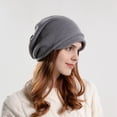 thumbnail image 2 of XIAOCHA Slouch Beanie for Women Cozy Solid Hats Casual Fall‑Winter Bonnet,Grey, 2 of 4