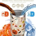 thumbnail image 3 of 30oz Insulated Stainless Steel Tumbler for Halloween - Flip Straw, Top Handle, Keeps Drinks Hot/Cold 12H, Goth Ghost Design Holiday Gift, 3 of 7