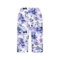 thumbnail image 4 of TEAJOPSUU Bermuda Shorts for Women Knee Length Side Slit Comfy Linen Shorts Casual Summer Boho Print Beach Short with Pockets D-Purple, 4 of 5