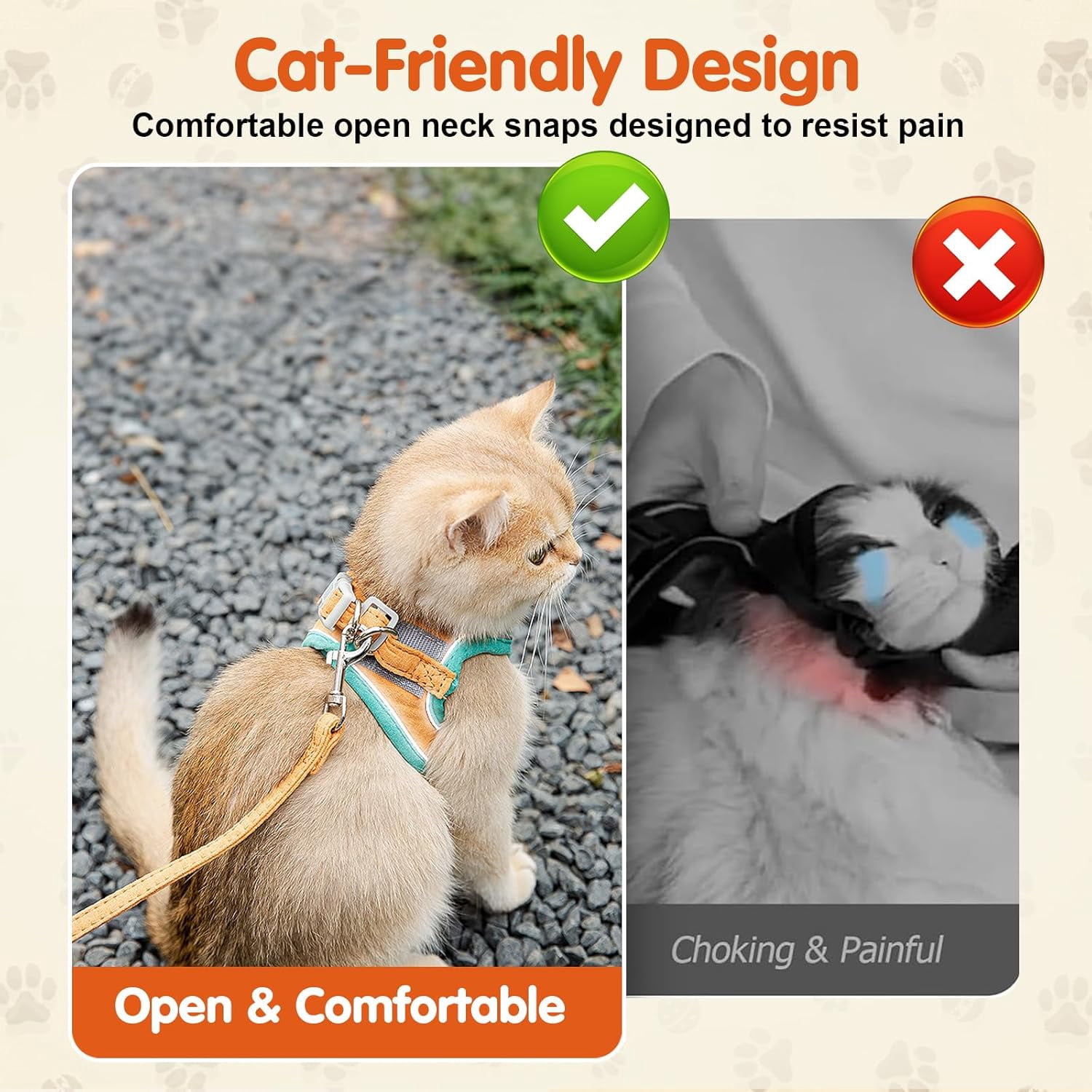 Escape-Proof Vest Style Cat Harness and Leash，Equipped with Reflective Strips and Double Buckles, It Is Breathable and Soft—suitable for Both Indoor and Outdoor Use.