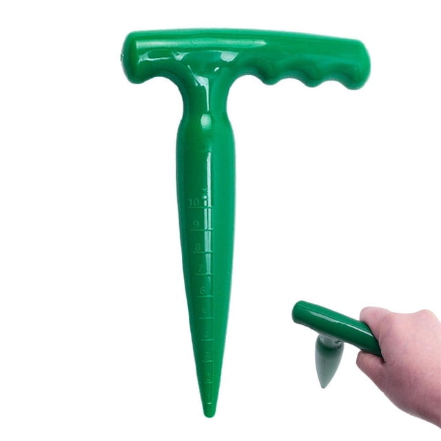 Lttoisl PandaXun Hand Dibber with Measuring Scale, Ergonomic Plastic Seed Dibbler & Bulb Planter Tool, Efficient Garden Sowing Seeds & Transplanting Vegetables, Green