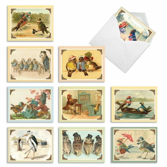 Pack of 10 All Occasion Blank Cards with Envelopes (4 x 5.12 Inch) - SWEET TWEETS M2344OCB