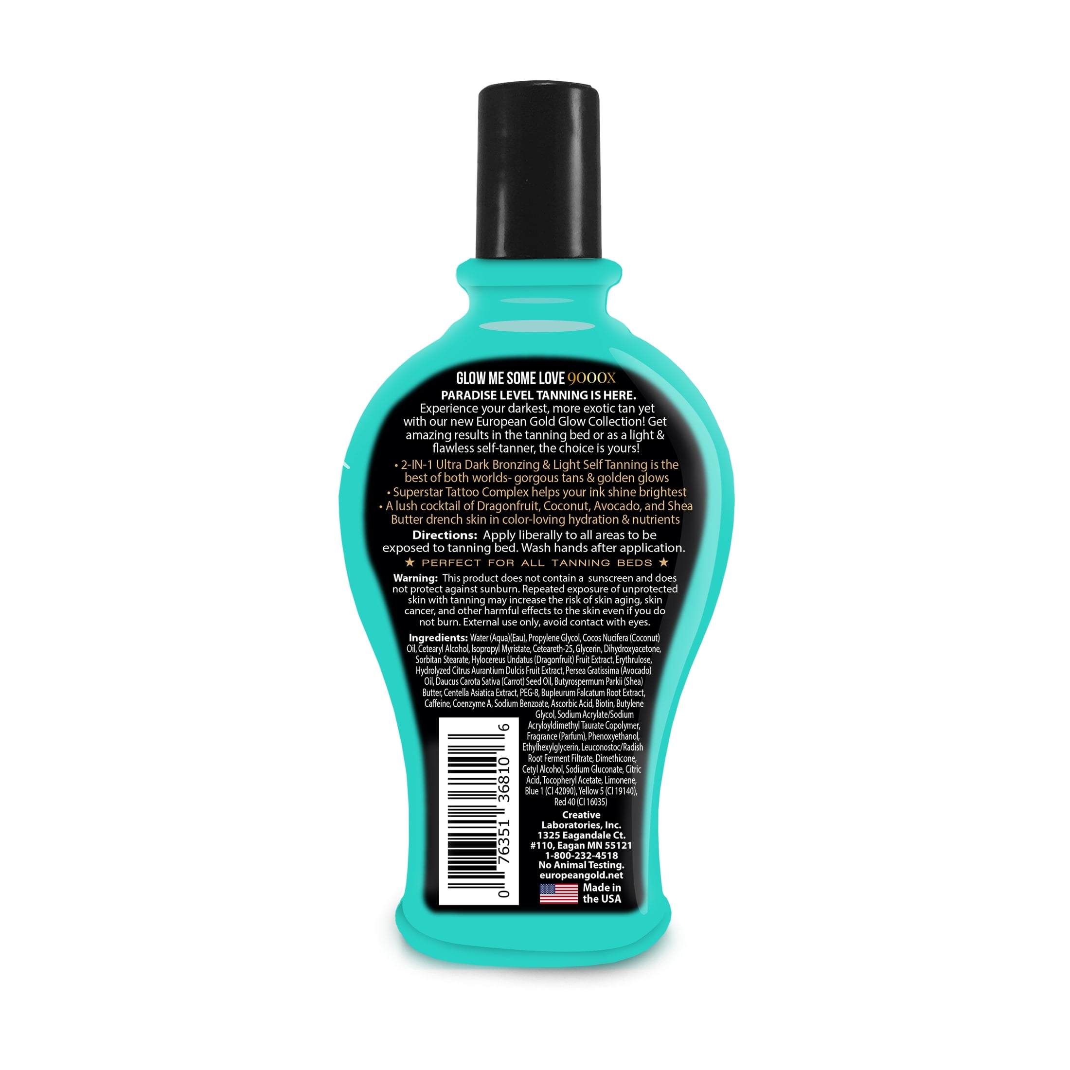 European Gold Glow Me Some Love 9000X 12oz Tanning Lotion