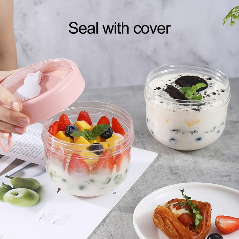 Crystalia Yogurt Parfait Cups with Lids, Large Breakfast On the Go Plastic  Bowls with Topping Cereal Oatmeal Salad or Fruit Container with Spoon for