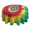 thumbnail image 4 of Colorful Rainbow Tie Dye Spiral Pattern Round Tablecloth 60"x60",Wrinkle Wipeable Table Cloth for Kitchen Dining Room Picnic Patio Party, 4 of 6