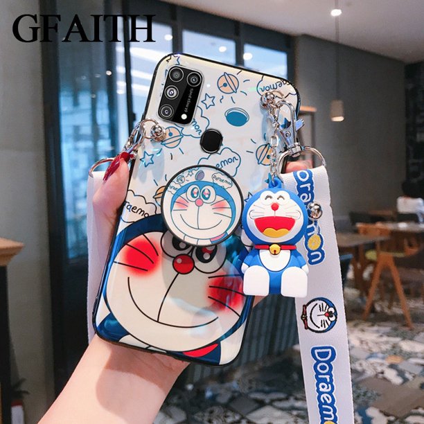 Blu-ray Doraemon Funda Samsung Galaxy M31 A31 M11 A11 M21 Soporte De Dibujos Animados Carcasa Para Teléfono M21 Blanda Con Correa De Letras De Moda