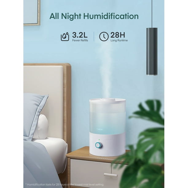 FOHERE Humidifiers for Bedroom, 3.2L Top Fill Cool Mist