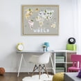 thumbnail image 2 of Kid's Map Of World Grey Gold Framed Floater Canvas Wall Art, design by Carla Daly, 2 of 10