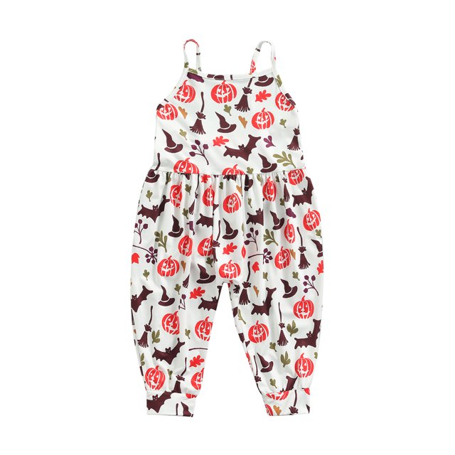 xiaxaixu Halloween Sleeveless Jumpsuit, Pumpkin Print Romper