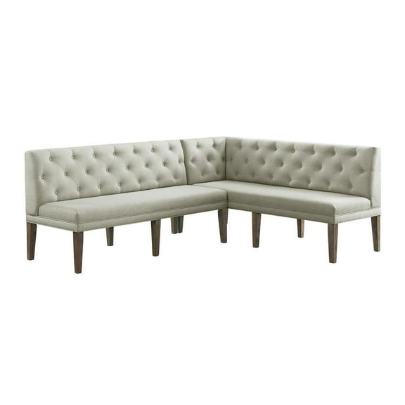 FurniFact Gray Upholstered Settee Bench with Back for Dining or Lounge Seating