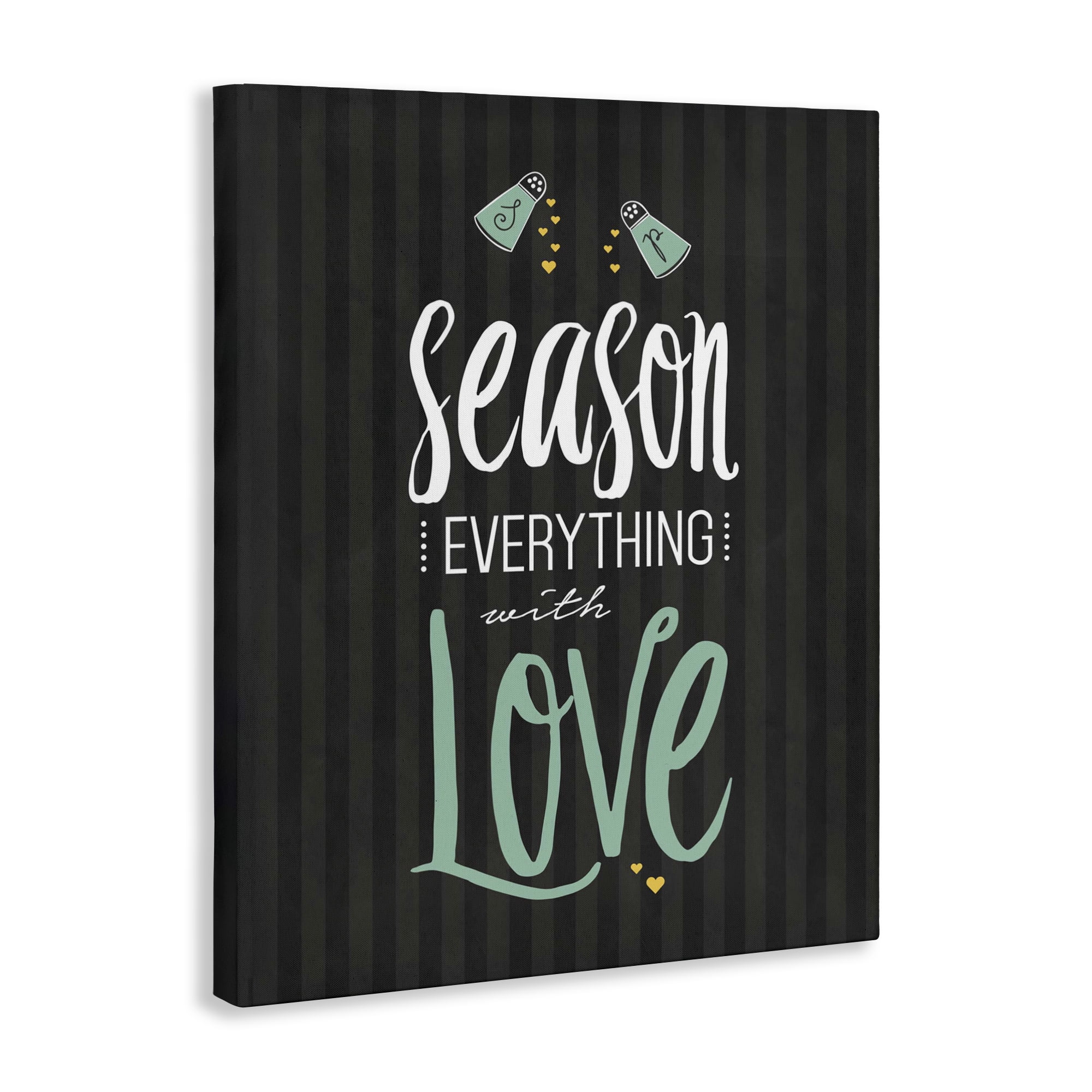 Season With Love Black & Green Canvas Wall Art, design by Lettered and Lined