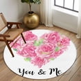 thumbnail image 2 of Round Rug 6Ft Washable Non-Slip, Valentine's Day Circle Area Rugs for Living Room Bedroom, Pink Roses Love Heart Romantic Indoor Floor Mats Carpet Runner for Home Decor Aesthetic, 2 of 8