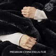 thumbnail image 3 of EVERGRACELuxury Soft Faux Chinchilla Fur Throw Blanket for Couch, Warm Thick Heavy Winter Throw Blanket 1220GSM for Bed, Fluffy Cozy Mink Blanket with Reversible Velvet, Black Noir Mink, 60"x80", 3 of 8