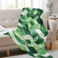 thumbnail image 6 of 70x55 Inches Glow in The Dark Blanket Cozy Throw Camping Blankets for Home and Outdoor Use Watercolor Green Wavy Lines, 6 of 8