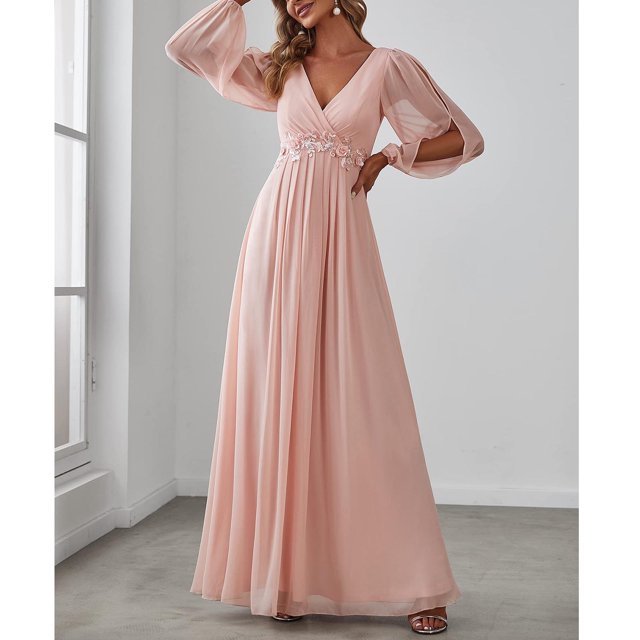 LOVZFMLL Robes Femmes Printemps/été Sans Manches Couleur Col en V Robe Longue Enveloppante