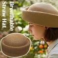 thumbnail image 4 of Straw Beret Hats for Women, Hand Woven Vintage Church Hat Elegant Pillbox Hat Artist Painter Hats for Summer Wedding Parties, 4 of 6