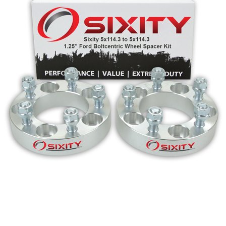 Sixity Auto 2 pc 1.25" 5x114.3 Wheel Spacers compatible with Ford Crown Victoria Edge 1/2-20tpi 1.25in Studs Lugs