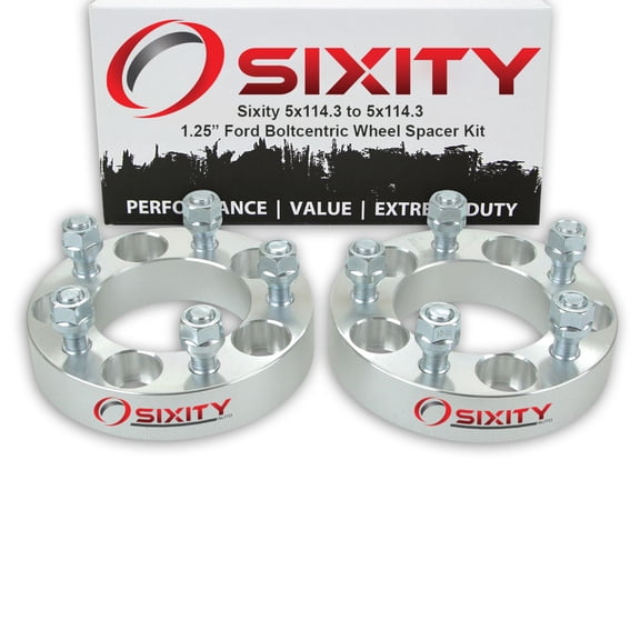 Sixity Auto 2 pc 1.25" 5x114.3 Wheel Spacers compatible with Ford Crown Victoria Edge 1/2-20tpi 1.25in Studs Lugs