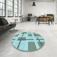 thumbnail image 4 of Ahgly Company Machine Washable Indoor Round Transitional Tron Blue Area Rugs, 7' Round, 4 of 7