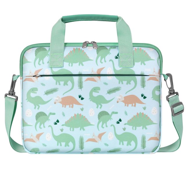 Bolsa para tabletas Dadanism para niños, portátil, 12,5 pulgadas, color verde, diseño de dinosaurio