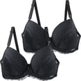 thumbnail image 2 of Gymayou 2 Pack Women Lace Minimizer Bra Set Underwire Full Coverage Anti Sag Gathered Support Bra for Large Bust Sky Blue 75C, 2 of 3