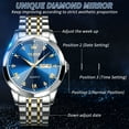 thumbnail image 3 of OLEVS Watch for Men Diamond Business Dress Analog Quartz Stainless Steel Waterproof Luminous Date Two Tone Luxury Casual Wrist Watch, 3 of 14