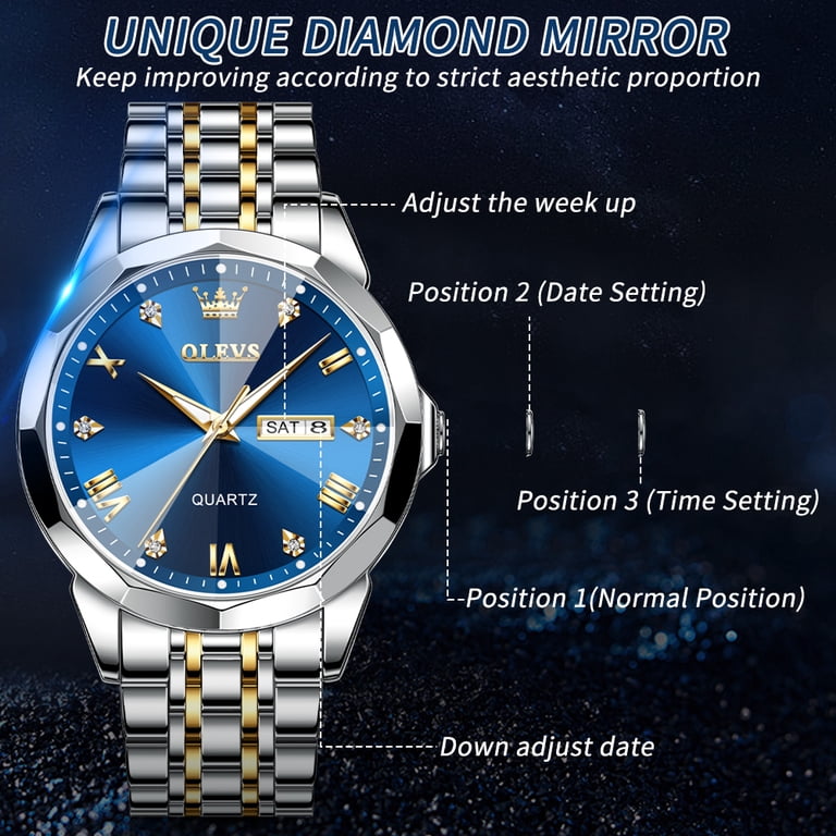 OLEVS Men's Diamond Business Dress Watch Two-Tone photo 7