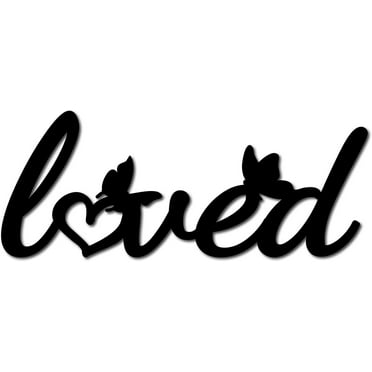 Loved Laser Cut Wood Letter Sign Wall Decor Butterfly Wall Art Cutout Unfinished Wooden Basswood Hanging Sculpture Decoration for Painting Crafts DIY Home Cafe Decor Gift Black 11.8x4.7Inch DIY