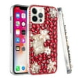 thumbnail image 3 of For Apple iPhone 13 Pro Max 6.7" Bling Crystal 3D Full Diamonds Luxury Sparkle Rhinestone Hybrid Protective Cover ,Xpm Phone Case [ Red Pearl Flowers Perfume ], 3 of 5